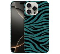 GlamCase for iPhone 16 Pro, iPhone 16 Pro Case - Zebra Teal Print Pattern Design Printed Slim & Sleek Cute Plastic Hard Snap on Protective Designer Back Phone Case/Cover for iPhone 16 Pro