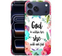GlamCase for iPhone 17 Pro, iPhone 17 Pro Case - God is within her she will not fall - Psalm 465 Printed Slim & Sleek Cute Hard Plastic Protective Designer Back Case/Cover for iPhone 17 Pro White