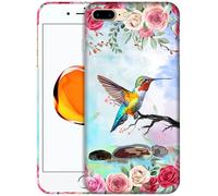 GlamCase for iPhone 7 Plus / 8 Plus, iPhone 7 Plus / 8 Plus Case - Rose Floral Humming Bird Printed Slim & Sl ute Plastic Snap on Protective Back Case/Cover for iPhone 7 Plus / 8 Plus