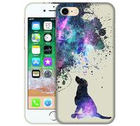 GlamCase for iPhone SE 3 2022 / SE 2 2020/7 / 8 - Galaxy Dog Pattern Design Printed Slim & Sleek Cute Plastic Hard Protective Designer Back Phone Case/Cover for iPhone SE 3 / SE 2/7 / 8 White