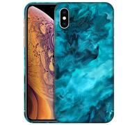 GlamCase for iPhone X Case, iPhone XS Case - Marble Teal Abstract Design Printed Slim & Sl ute Hard Plastic Snap on Protective Designer Back Phone Case/Cover for iPhone X/XS / 10