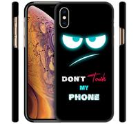 GlamCase for iPhone X/XS, iPhone X/XS Case - Don'T Touch My Phone With Teal Eyes Design Printed Slim Fit Cute Plastic Hard Protective Designer Back Phone Case/Cover for iPhone X/XS.