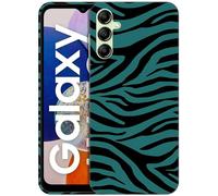 GlamCase for Samsung Galaxy A14 5G / 4G, Samsung A14 5G / 4G Case - Zebra Teal Print Pattern Printed Sleek Cute Plastic Hard Protective Designer Back Phone Case/Cover for Samsung A14 5G / 4G