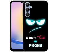 GlamCase for Samsung Galaxy A25 5G, Samsung A25 Case - Don'T Touch My Phone With Teal Eyes Design Printed Sleek Cute Plastic Hard Protective Designer Back Phone Case/Cover for Samsung A25 5G