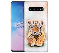GlamCase for Samsung Galaxy S10 Case, Samsung S10 Case - Cute Baby Tiger Design Printed Slim & Sl ute Plastic Hard Snap on Protective Designer Back Phone Case/Cover for Samsung S10. White