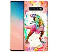 GlamCase for Samsung Galaxy S10 Plus Case, Samsung S10 Plus Case - Dinosaur Watercolored Design Printed Slim & Sl ute Plastic Hard Snap on Designer Back Phone Case/Cover for Samsung S10 Plus.