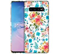 GlamCase for Samsung Galaxy S10, Samsung S10 Case - Floral Pink Teal Watercolor Pattern Printed Slim & Sl ute Plastic Hard Protective Designer Back Phone Case/Cover for Samsung S10