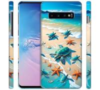 GlamCase for Samsung Galaxy S10, Samsung S10 Case - Turtles on Beach Design Printed Cute Slim & Sleek Hard Plastic Snap on Protective Designer Back Phone Case/Cover for Samsung S10