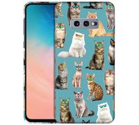 GlamCase for Samsung Galaxy S10e, Samsung S10e Case - Cat Pattern With Sunglasses Teal Printed Slim Fit Cute Plastic Hard Protective Designer Back Phone Case/Cover for Samsung S10e.