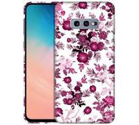 GlamCase for Samsung Galaxy S10e, Samsung S10e Case - Pink Burgundy Floral Pattern Design Printed Slim Fit Cute Plastic Hard Protective Designer Back Phone Case/Cover for Samsung S10e.