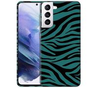 GlamCase for Samsung Galaxy S21 5G / 4G, Samsung S21 5G / 4G Case - Zebra Teal Print Pattern Printed Slim Cute Plastic Hard Protective Designer Back Case/Cover for Samsung S21 5G / 4G