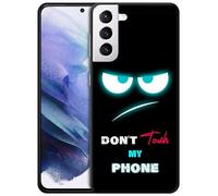 GlamCase for Samsung Galaxy S21, Samsung S21 Case - Don'T Touch My Phone With Teal Eyes Design Printed Slim Fit Cute Plastic Hard Protective Designer Back Phone Case for Samsung S21.