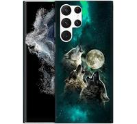 GlamCase for Samsung Galaxy S22 Ultra 5G, Samsung S22 Ultra Case - Moon Wolf Face Printed Slim Fit Cute Plastic Hard Protective Designer Back Case/Cover for Samsung S22 Ultra
