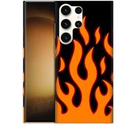 GlamCase for Samsung Galaxy S23 Ultra, Galaxy S23 Ultra Case - Glowing Orange Flames Printed Slim & Sleek Cute Plastic Hard Protective Designer Back Phone Case for S23 Ultra