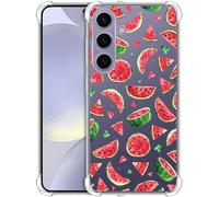 GlamCase for Samsung Galaxy S24 5G, Samsung S24 Clear Case - Watermelon Watercolor Pattern design Printed Slim Fit Shockproof Clear Designer Back Case/Cover for Samsung Galaxy S24 5G only.