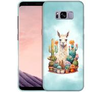 GlamCase for Samsung Galaxy S8 Plus, Samsung S8 Plus Case - Llama and Cactus Floral Printed Slim & Sleek Cute Hard Plastic Snap on Protective Back Phone Case/Cover for Samsung S8 Plus White