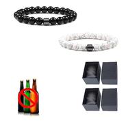 Glame Anti Alcohol Bracelet - 2025 GM Magnetic Sobriety Bracelet for Men & Women, Reduces Alcohol Cravings, Relieves Anxiety & Withdrawal Stress, Natural Support for Quitting Drinking (White+Black)