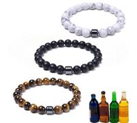 Glame Anti Alcohol Bracelet, Glame International Anti Alcohol Bracelet GM Mgnetic Bead to Reduce the Urge to Drink Relieve Anxiety and Stress Jewelry for Women Men, Adjustable, Stone, no gemstone