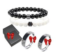 Glame Anti Alcohol Bracelet Magnetic with Enhancement Ring, Stop Drinking Alcohol Bracelet Reduce the Urge to Drink,Relieve Anxiety and Stress (2PcsB)