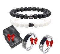 Glame Anti Alcohol Bracelet Magnetic with Enhancement Ring, Stop Drinking Alcohol Bracelet Reduce the Urge to Drink,Relieve Anxiety and Stress (2PcsC)