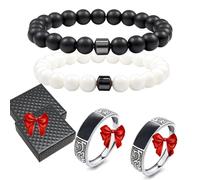 Glame Anti Alcohol Bracelet Magnetic with Enhancement Ring, Stop Drinking Alcohol Bracelet Reduce the Urge to Drink,Relieve Anxiety and Stress (2Pcs A)