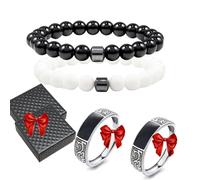 Glame Anti Alcohol Bracelet Magnetic with Enhancement Ring, Stop Drinking Alcohol Bracelet Reduce the Urge to Drink,Relieve Anxiety and Stress (2PcsD)