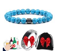 Glame Anti Alcohol Magnetic Bracelet with Enhancement Ring, Stop Drinking Alcohol Hematite Bracelet, Gm Magnetic Bead, Natural Relief for Alcohol Cravings, Reduce Alcohol Intake (A 01)