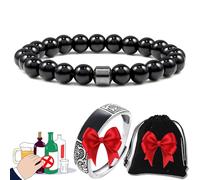 Glame Anti Alcohol Magnetic Bracelet with Enhancement Ring, Stop Drinking Alcohol Hematite Bracelet, Gm Magnetic Bead, Natural Relief for Alcohol Cravings, Reduce Alcohol Intake (A 06)