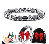 Glame Anti Alcohol Magnetic Bracelet with Enhancement Ring, Stop Drinking Alcohol Hematite Bracelet, Gm Magnetic Bead, Natural Relief for Alcohol Cravings, Reduce Alcohol Intake (A 16)