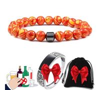 Glame Anti Alcohol Magnetic Bracelet with Enhancement Ring, Stop Drinking Alcohol Hematite Bracelet, Gm Magnetic Bead, Natural Relief for Alcohol Cravings, Reduce Alcohol Intake (A 17)