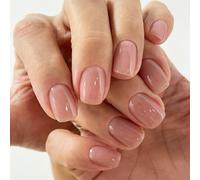 GLAMERMAID Press on Nails Extra Short Squoval, Spring Summer Nude Jelly Gel Glue on Nails, 24Pcs Glossy Round Reusable UV Finish Fake Nails Acrylic False Nails Manicure Kits for Women