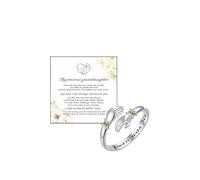 GlameVibe For Granddaughter - Always Keep Me In Your Heart Birthstone Hug Ring, Adjustable Stainless Steel Cz Hug Hope Rings For Granddaughter Christmas Birthday Gift, Stainless Steel, No Gemstone