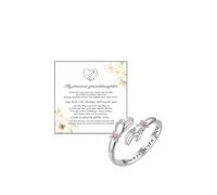 GlameVibe For Granddaughter - Always Keep Me In Your Heart Birthstone Hug Ring, Adjustable Stainless Steel Cz Hug Hope Rings For Granddaughter Christmas Birthday Gift, Stainless Steel, No Gemstone