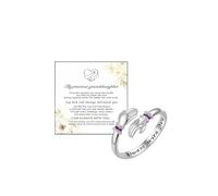 GlameVibe For Granddaughter - Always Keep Me In Your Heart Birthstone Hug Ring, Adjustable Stainless Steel Cz Hug Hope Rings For Granddaughter Christmas Birthday Gift, Stainless Steel, No Gemstone
