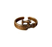 GlameVibe Sewing Machine Themed Ring, Adjustable Vintage Tape Measure Steampunk Open Rings Personalized Creative For Quilting Enthusiast Seamstress Jewelry Gift, Brass, No Gemstone