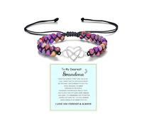 GlameVibe To My Granddaughter/Daughter/Mom Gift From Grandma -Infinity Heart Bracelet For Women, Natural Emperor Stone Double Layer Purple Beaded Woven Wrap Bracelets Adjustable Mind Peace Jewelry, L