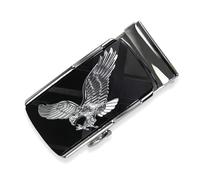 Glamexx24 Belt Buckle Men's Belt Replacement Buckle Ratchet Automatic Belt Buckle Belt Accessories Suitable for Width 35 mm Belt, Black with Silver Eagle, One Size