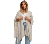 Glamexx24 Damen Poncho Schal Cashmere Feeling Strick Cape Frauen Poncho Cardigan XXL Umhängetuch für Frühling und Herbst Made in Italy