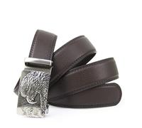 Glamexx24 Men's Belt, Eagle Pattern Belt, Wide 35 mm Automatic Buckle Ratchet Belt, Various Colours and Lengths for Men, Dark Brown Belt (Majestic Eagle), Gürtelgröße 125 cm