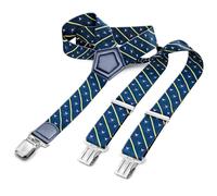 Glamexx24 Men's Braces, Width 4 cm, Adjustable Y-Shaped Braces, 3 Sturdy Clips, with Various Patterns for Men and Women, 18736a19 Blue-Yellow, Largeur 4 cm