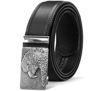 Glamexx24 Men's Eagle Pattern, Wide 35 mm Automatic Buckle Ratchet Belt, Various Colours and Lengths for Men, Black Belt (Majestic Eagle), Gürtelgröße 150 cm