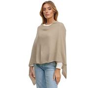 Glamexx24 Women's Knitted Poncho Plain Colour Cape Fine Knit XXL Pullover Shoulder Scarf Elegance Style and Comfort for Spring and Autumn Made in Italy, beige, L-XL
