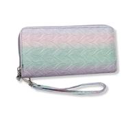 Glamexx24 Women's Purse Long Format Wallet with Flowers Geometric Pattern Purse with Zip Many Compartments, Pink, green, purple