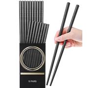 GLAMFIELDS 10 Pairs Fiberglass Chopsticks, Reusable Japanese Chinese Chop Sticks Dishwasher Safe, Non-Slip, 9 1/2 inches