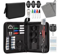 Glamgen Men Golf Accessories Set & Carrying Case,Includes Golf Ball Pens, Score Counter, Ball Markers, Towel, Tees, Club Brush, Ideal Golf Gifts for Men, Dad, Tournament Prizes & Beginners