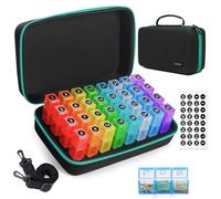 Glamgen Monthly Pill Box Organiser 3 Times a Day, with Hard Travel Case, Daily 30 32 Compartts, Medicine Storage Holds Vitamins Supplets, 1.0 count