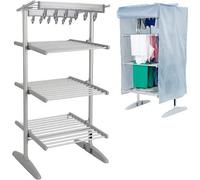 GlamHaus 4 Tier Heated Clothes Airer with Cover 300W Digital