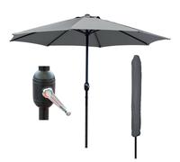 Glamhaus Dark Grey Garden Table Parasol Crank Handle Waterproof Umbrella 2.7M Glamhaus Dark Grey