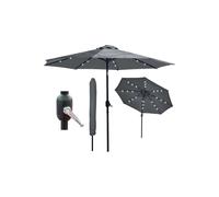 Glamhaus Dark Grey Solar Power LED Tilting Parasol Waterproof Umbrella 2.7M Glamhaus Dark Grey