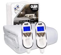 Glamhaus Double Size Electric Blanket - Fitted Mattress Bed Cover - White Diamond Quilted - Settings For Feet And Body, Timer